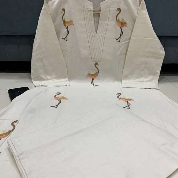 PURE KHADI COTTON ALINE KURTA With PLAZZO - Picture 10 of 16